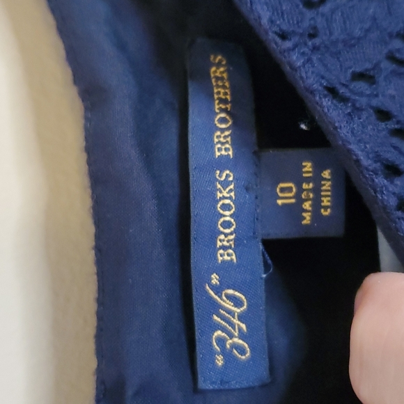 346 Brooks Brothers Navy Eyelet Dress Size 10 - Picture 4 of 7